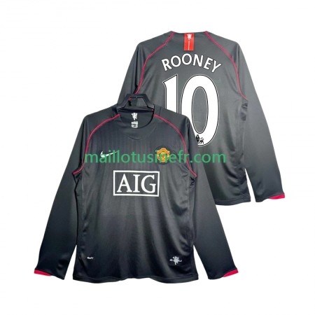 Maillot de Foot Manchester United Rooney 10 2007 2008 Extérieur Retro Manches Longues